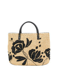 Sac bandoulière de paille à fleurs marron clair