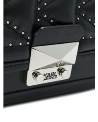 Sac bandoulière en cuir à clous noir Karl Lagerfeld