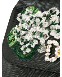 Sac bandoulière en cuir à fleurs noir Dolce & Gabbana