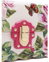 Sac bandoulière en cuir à fleurs rose Dolce & Gabbana