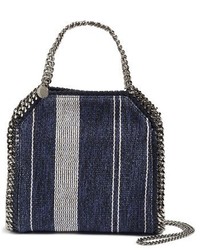 Sac bandoulière en cuir à rayures verticales bleu marine