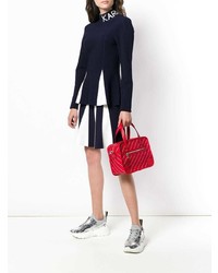 Sac bandoulière en cuir à rayures verticales rouge Karl Lagerfeld