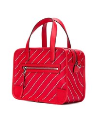 Sac bandoulière en cuir à rayures verticales rouge Karl Lagerfeld