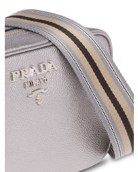 Sac bandoulière en cuir argenté Prada