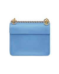 Sac bandoulière en cuir bleu clair Fendi