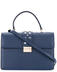 Sac bandoulière en cuir bleu marine Cerruti