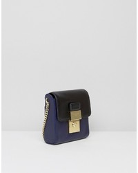 Sac bandoulière en cuir bleu marine Ted Baker