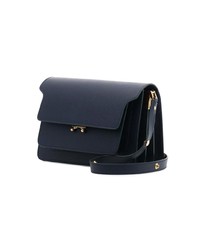 Sac bandoulière en cuir bleu marine Marni