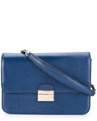 Sac bandoulière en cuir bleu Cerruti