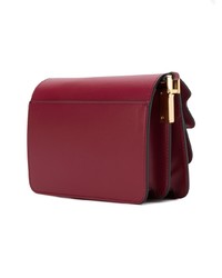 Sac bandoulière en cuir bordeaux Marni