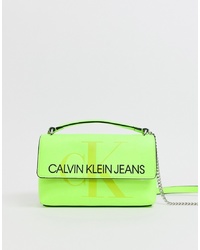 Sac bandoulière en cuir chartreuse Calvin Klein Jeans
