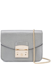 Sac bandoulière en cuir gris Furla