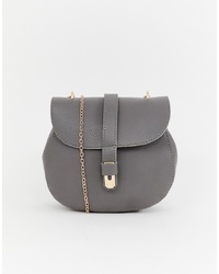 Sac bandoulière en cuir gris Yoki Fashion