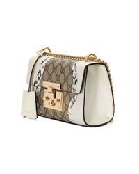 Sac bandoulière en cuir imprimé blanc Gucci