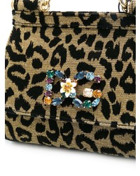 Sac bandoulière en cuir imprimé léopard doré Dolce & Gabbana