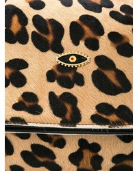 Sac bandoulière en cuir imprimé léopard marron clair Sous les Pavés
