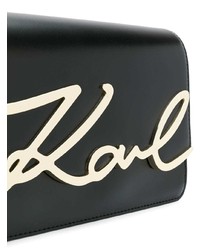 Sac bandoulière en cuir imprimé noir Karl Lagerfeld