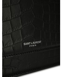 Sac bandoulière en cuir imprimé serpent noir Saint Laurent
