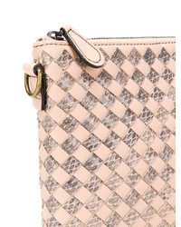 Sac bandoulière en cuir imprimé serpent rose Bottega Veneta