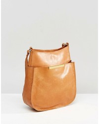 Sac bandoulière en cuir marron clair Asos