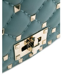 Sac bandoulière en cuir matelassé bleu clair Valentino