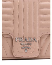 Sac bandoulière en cuir matelassé rose Prada