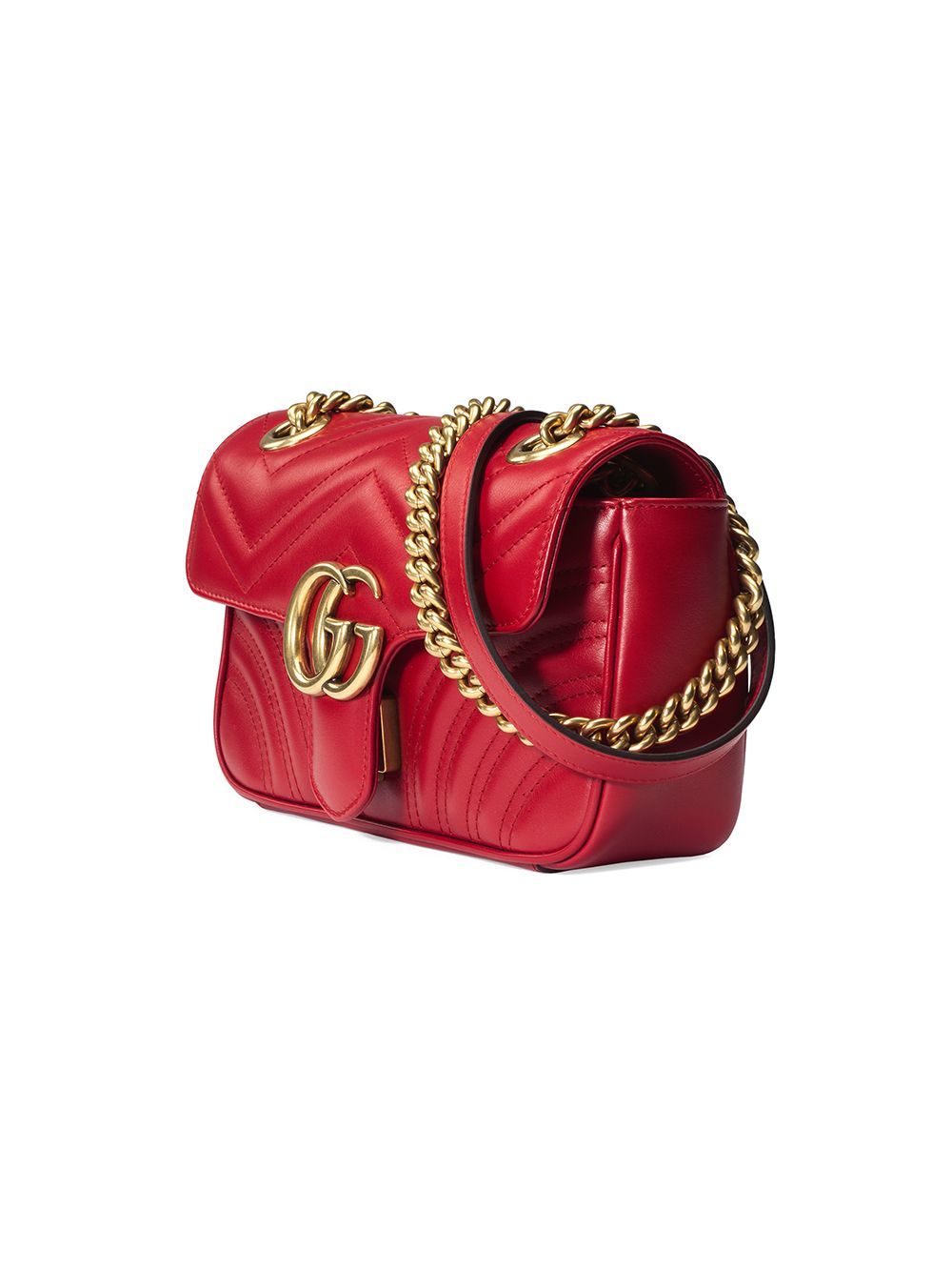 Sac bandoulière en cuir matelassé rouge Gucci, €1.862, farfetch.com