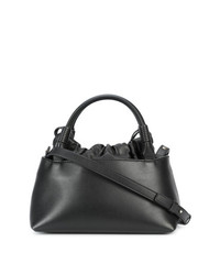 Sac bandoulière en cuir noir Carolina Santo Domingo