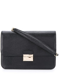 Sac bandoulière en cuir noir Cerruti