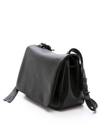 Sac bandoulière en cuir noir Kara