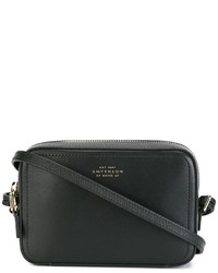 Sac bandoulière en cuir noir Smythson