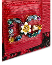 Sac bandoulière en cuir orné rouge Dolce & Gabbana