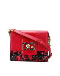 Sac bandoulière en cuir orné rouge Dolce & Gabbana