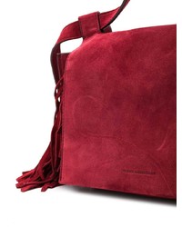 Sac bandoulière en daim à franges bordeaux Elena Ghisellini