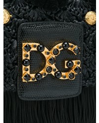 Sac bandoulière en daim à franges noir Dolce & Gabbana
