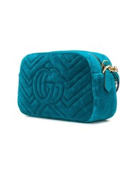 Sac bandoulière en daim bleu clair Gucci