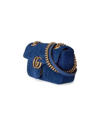 Sac bandoulière en daim bleu marine Gucci