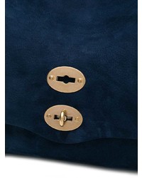 Sac bandoulière en daim bleu marine Zanellato