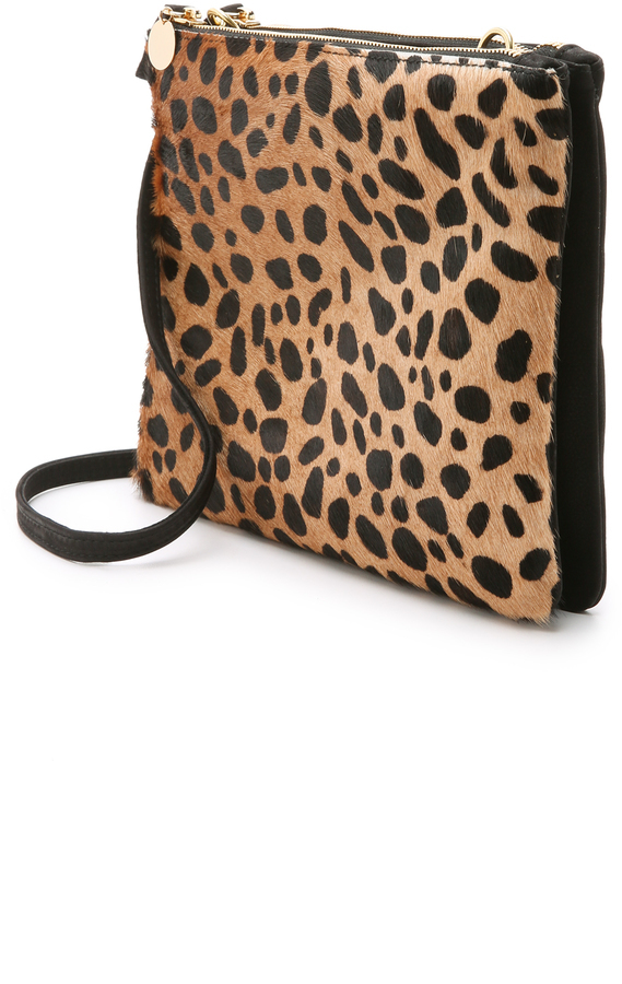 Clare V. Single Sac Bretelle Ba - Leopard Lamba