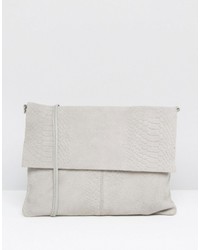 Sac bandoulière en daim imprimé serpent gris