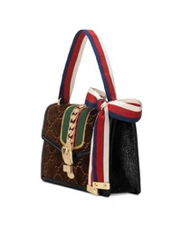 Sac bandoulière en daim marron foncé Gucci