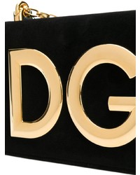 Sac bandoulière en daim orné noir Dolce & Gabbana
