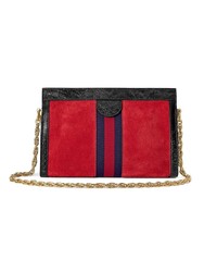 Sac bandoulière en daim rouge Gucci