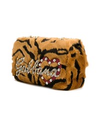 Sac bandoulière en fourrure imprimé léopard tabac Dolce & Gabbana