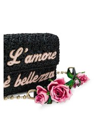 Sac bandoulière en toile orné noir Dolce & Gabbana