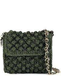 Sac bandoulière en tricot vert foncé