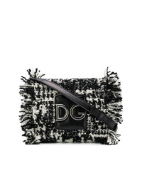 Sac bandoulière en tweed noir et blanc Dolce & Gabbana