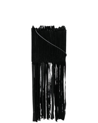 Sac bandoulière en velours à franges noir Ports 1961