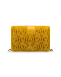 Sac bandoulière en velours orné jaune Miu Miu