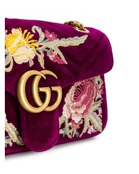 Sac bandoulière en velours pourpre foncé Gucci